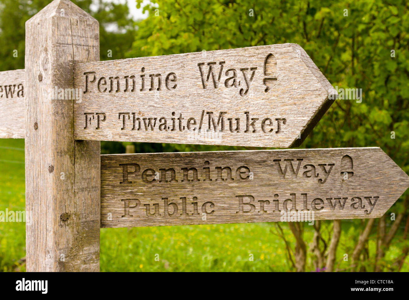 Pennine Way sign post, Yorkshire Foto Stock