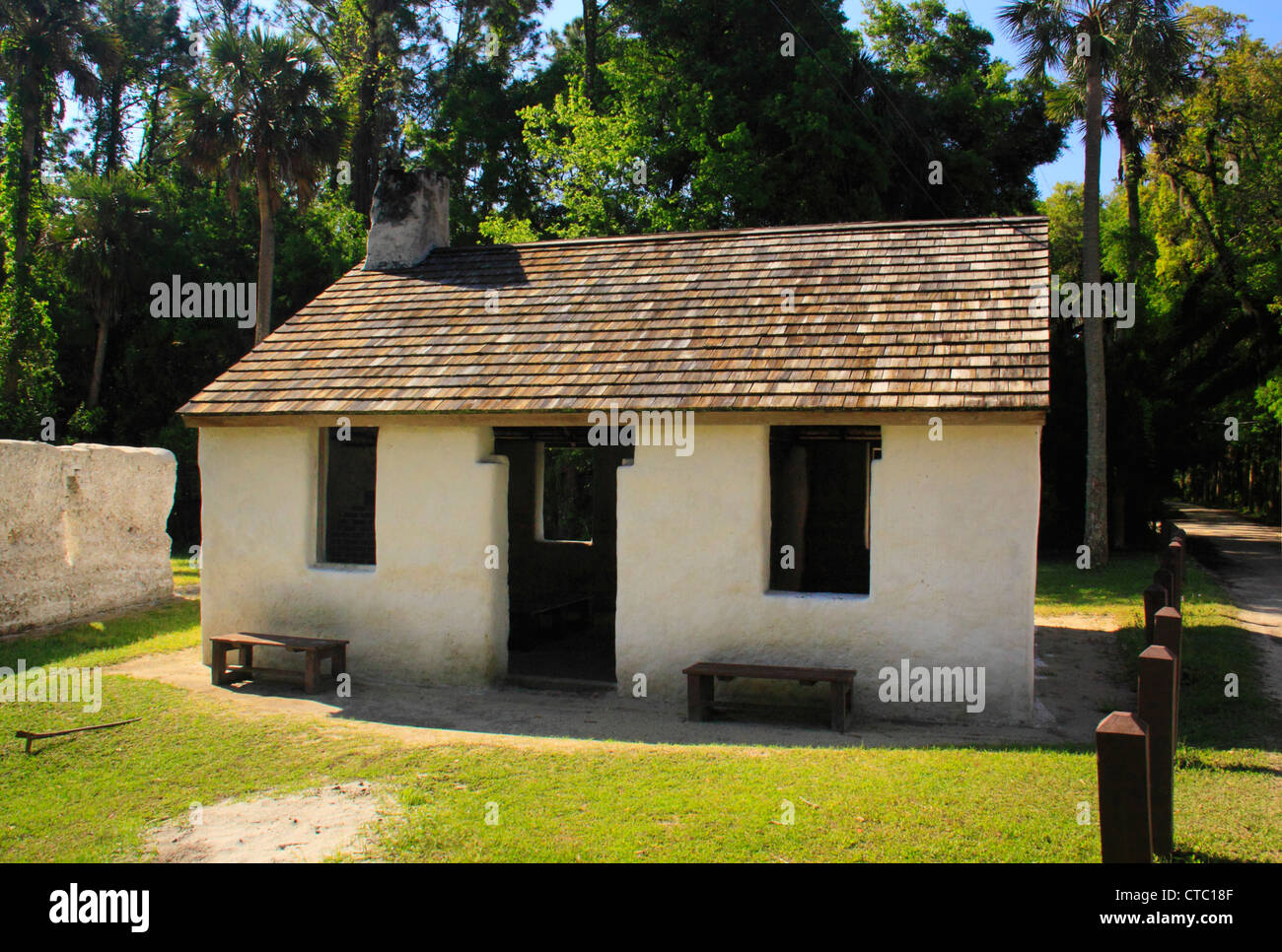 Quarti SLAVE, KINGSLEY PLANTATION, IL TIMUCUAN preservare, Fort George Island, Jacksonville, Florida, Stati Uniti d'America Foto Stock