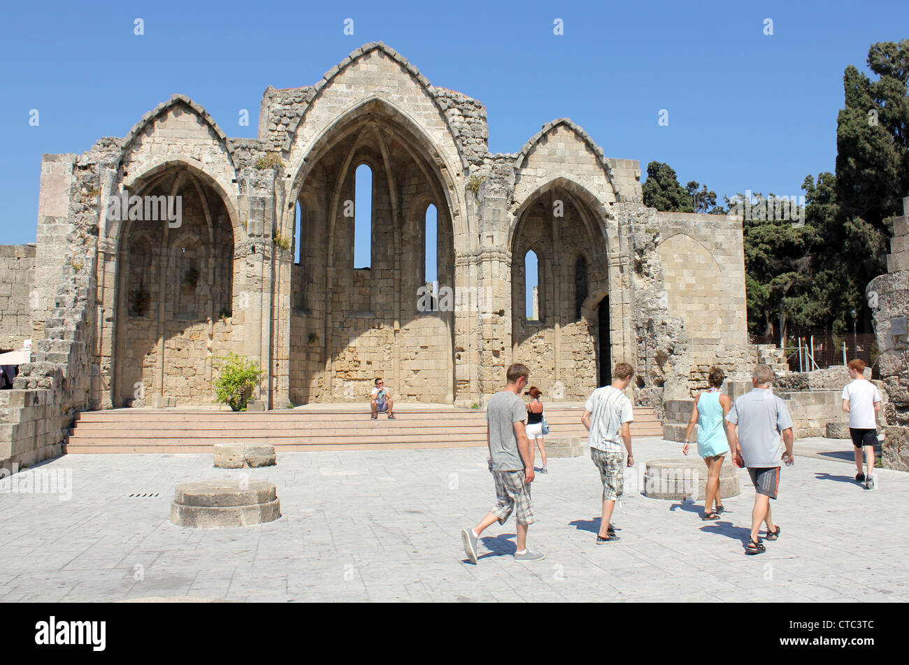 I resti di 'Panagia tou Bourgou" ("Madonna dei burgh') chiesa nella città medievale di Rodi, Grecia Foto Stock