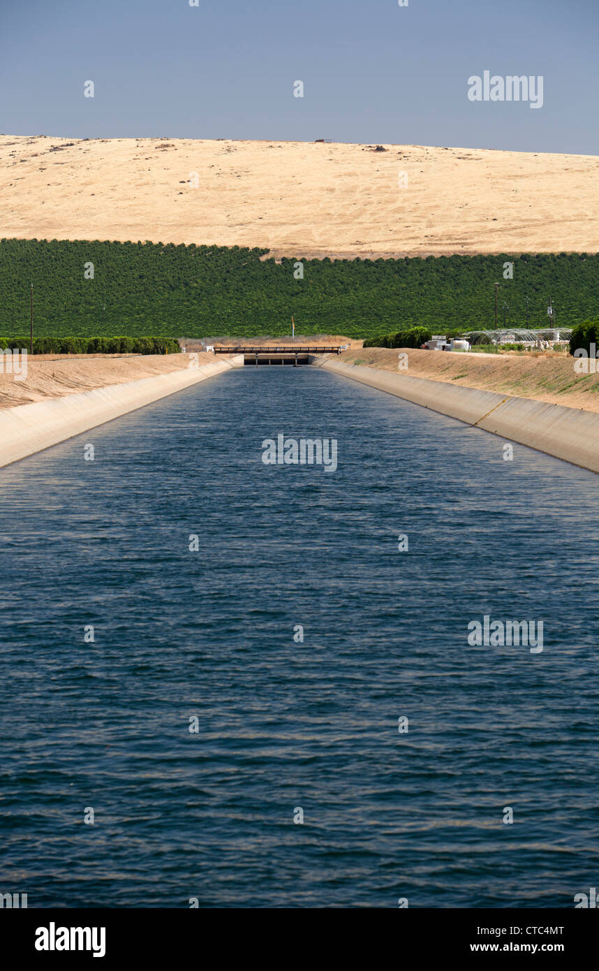 Il Friant-Kern Canal, che trasporta acqua di irrigazione per la San Joaquin Valley Foto Stock