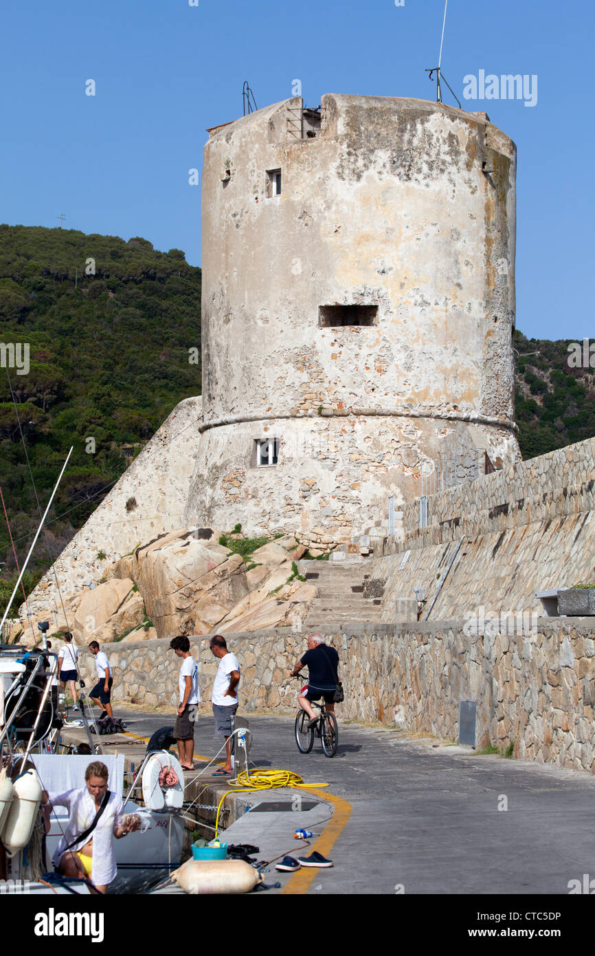 Torre degli Appiani, Marciana Marina, Isola d'Elba, Italia. Foto Stock