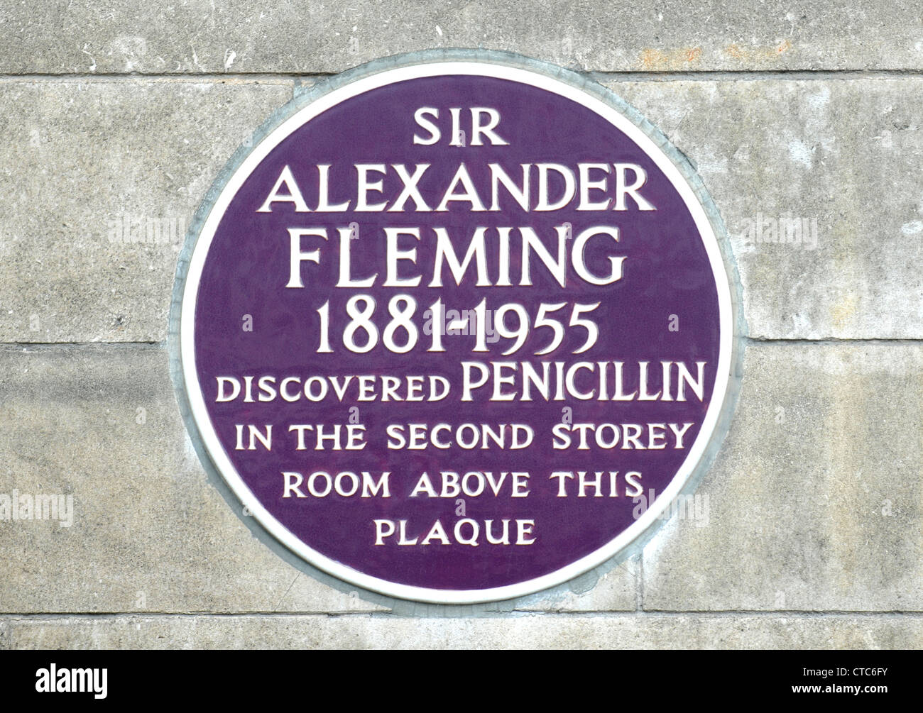 Lapide a Sir Alexander Fleming, Paddington, Londra, Gran Bretagna, Regno Unito Foto Stock
