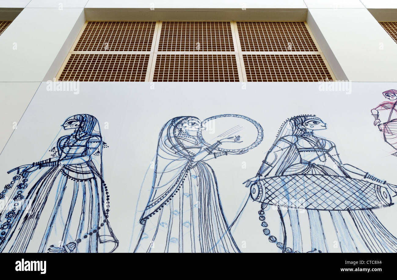 Murale, il Museo di Arte Asiatica di San Francisco, California, Stati Uniti d'America. Foto Stock