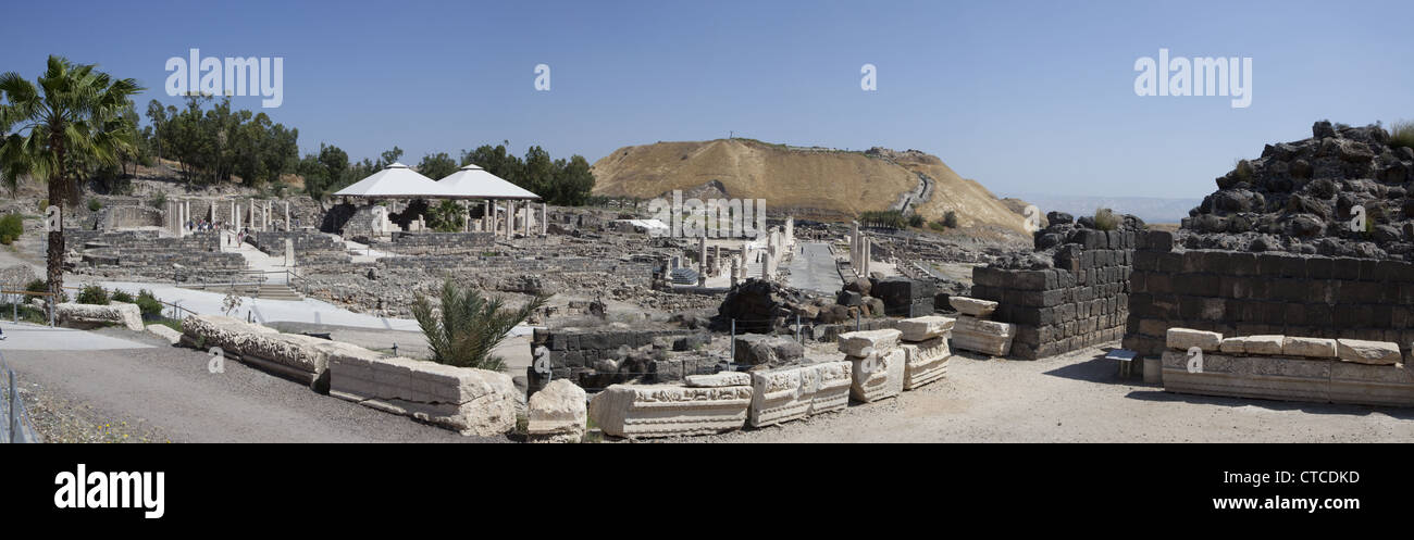 Vista panoramica di Beit She'an National Park e al sito archeologico, Israele Foto Stock