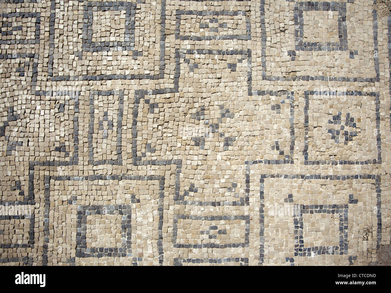 Le piastrelle del pavimento in corrispondenza di un antico bagno romano presso il sito archeologico di Beit She'an National Park, Israele Foto Stock