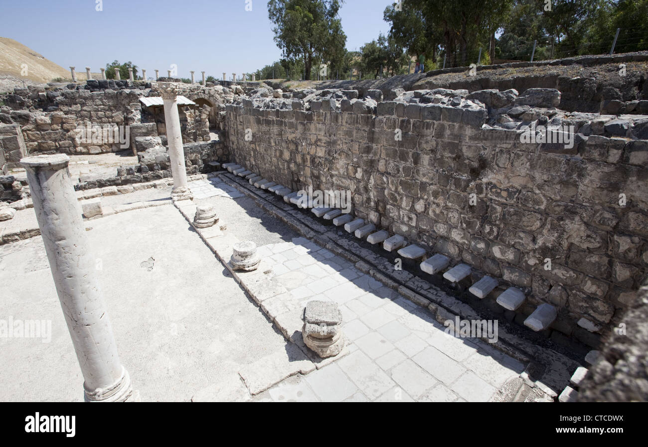 Latrine comunali a Beit She'un sito archeologico, Israele Foto Stock