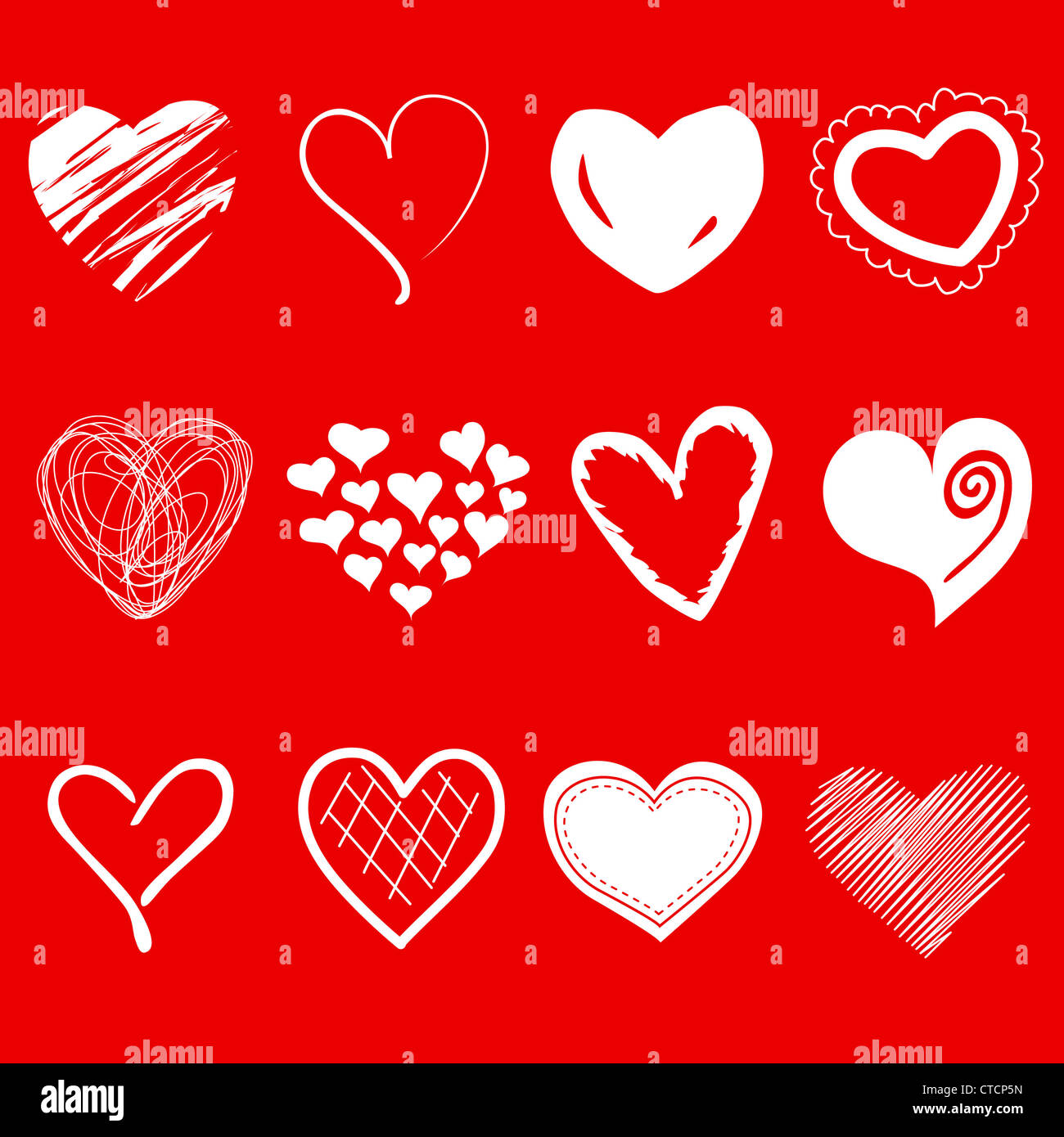 Un insieme di forme di cuore Foto Stock