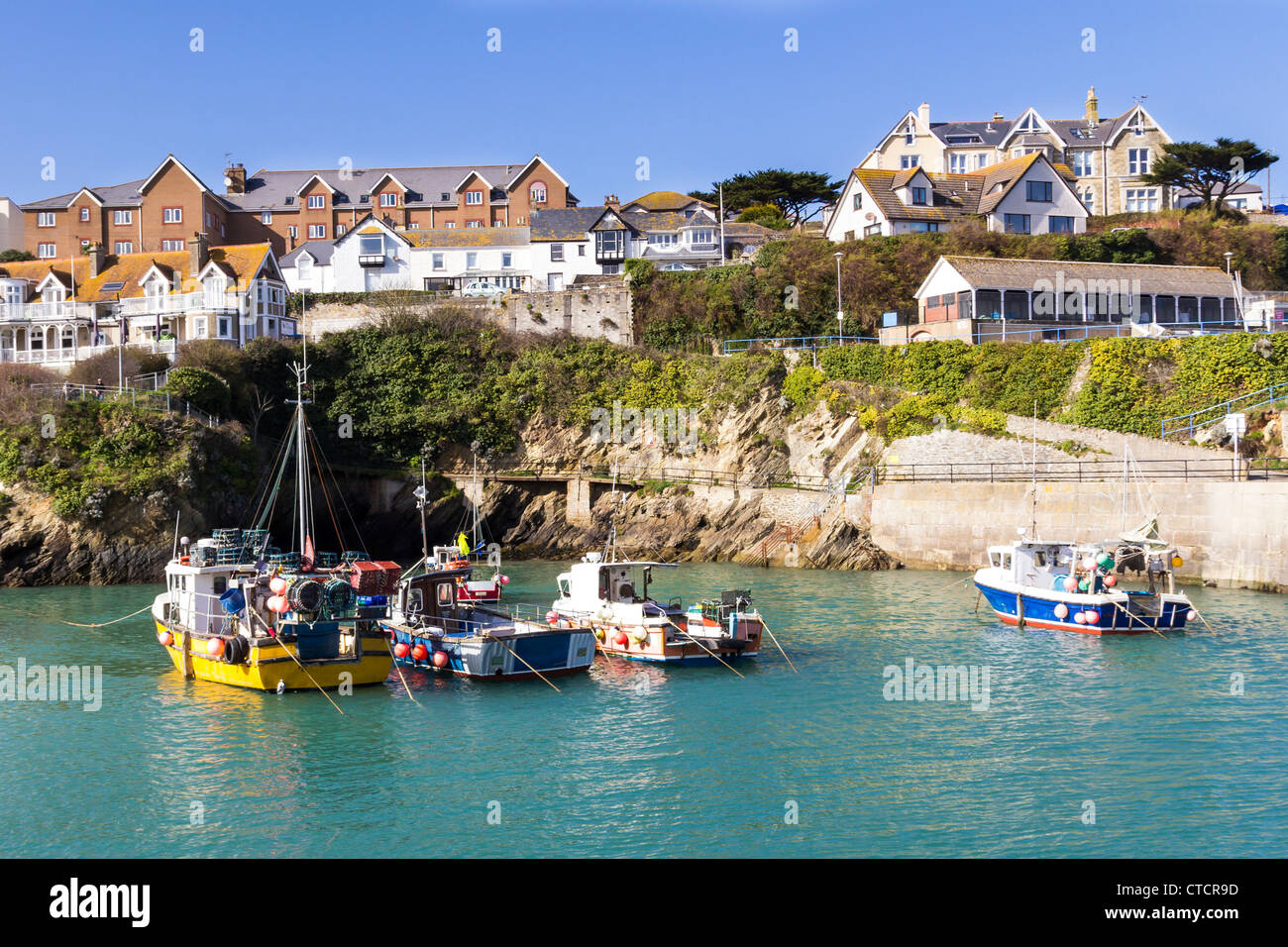 La pesca di Newquay Harbour Cornwall Inghilterra REGNO UNITO Foto Stock