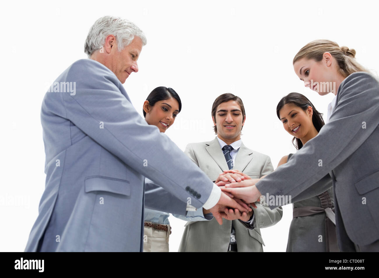 Il lavoro di squadra in inquadratura dal basso Foto Stock