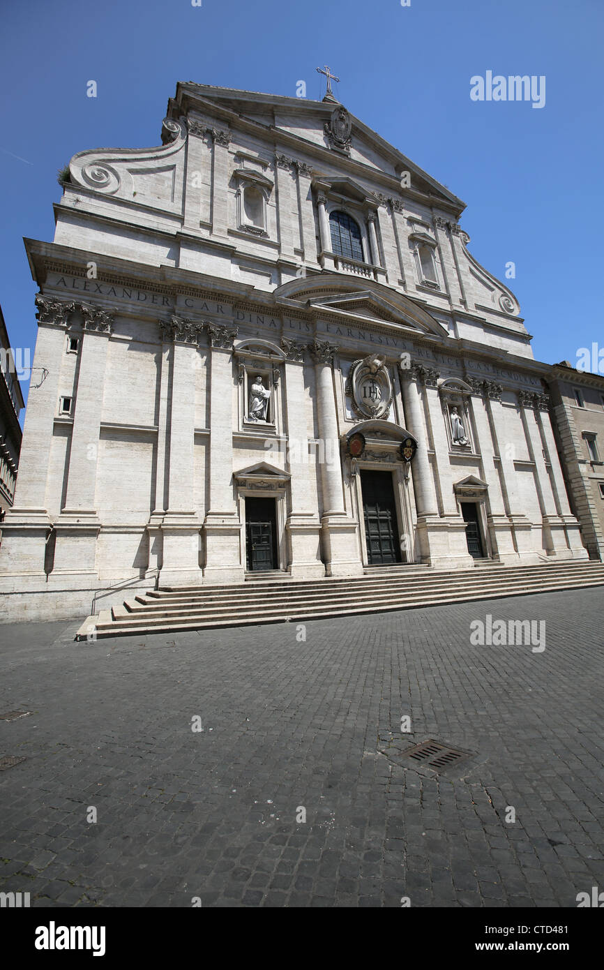 Città di Roma, Italia. Il principio la chiesa gesuita "La Chiesa del Gesu' si trova a Piazza del Gesù. Foto Stock