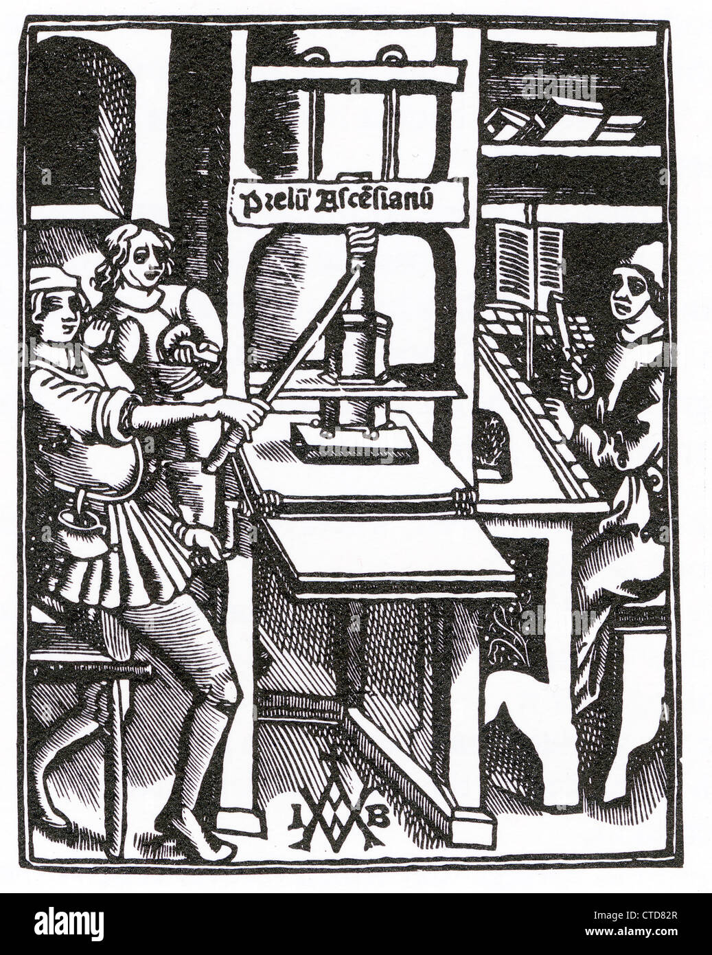 Stampa medievale premere Foto Stock