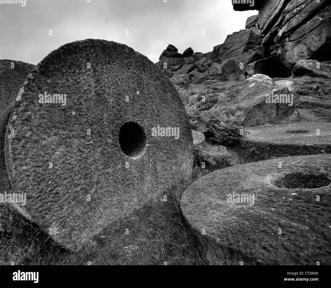 Bordo stanage inglese peak district macine in pietra Foto Stock