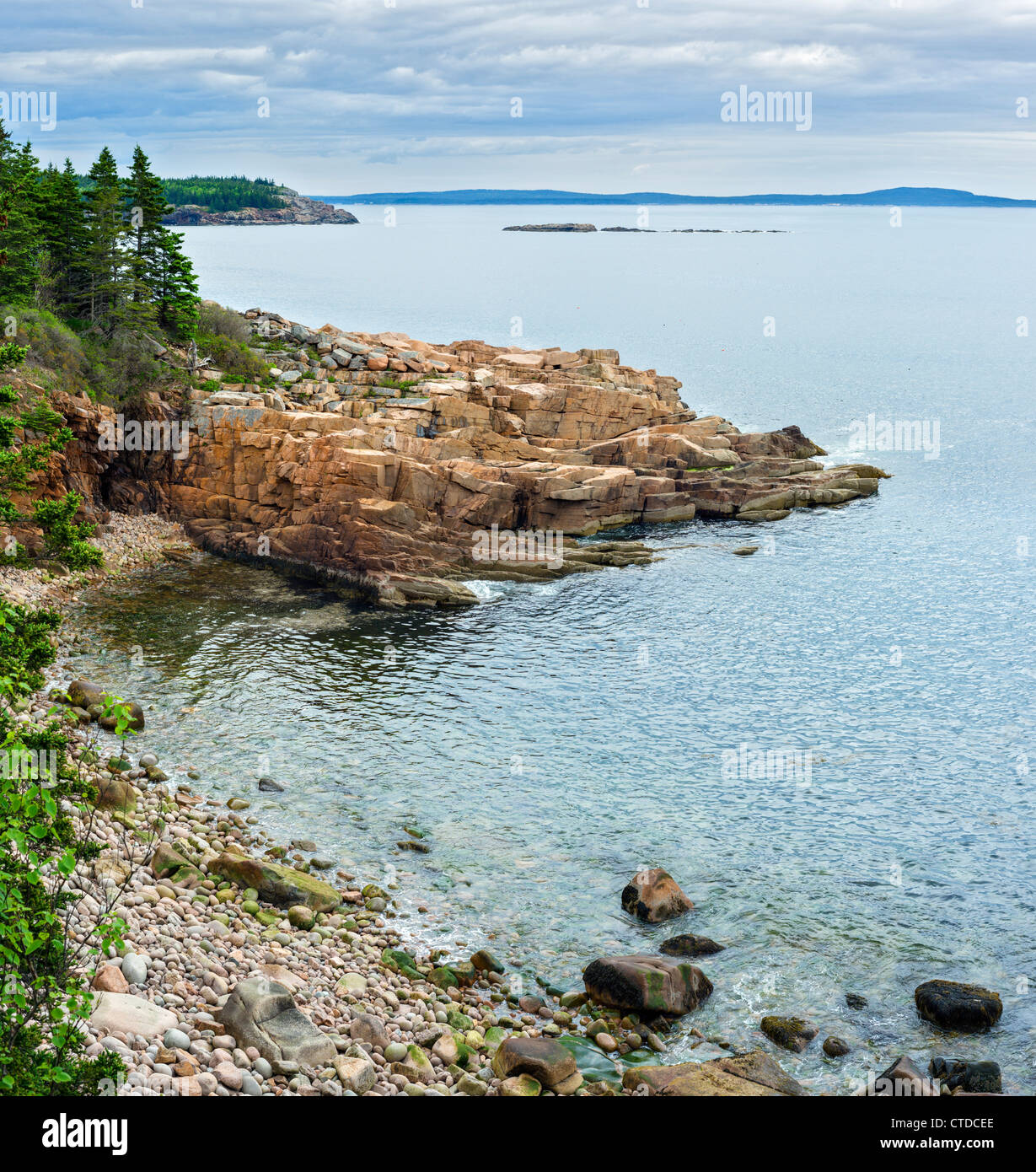 Costa nel Parco Nazionale di Acadia, isola di Mount Desert, Maine, Stati Uniti d'America Foto Stock