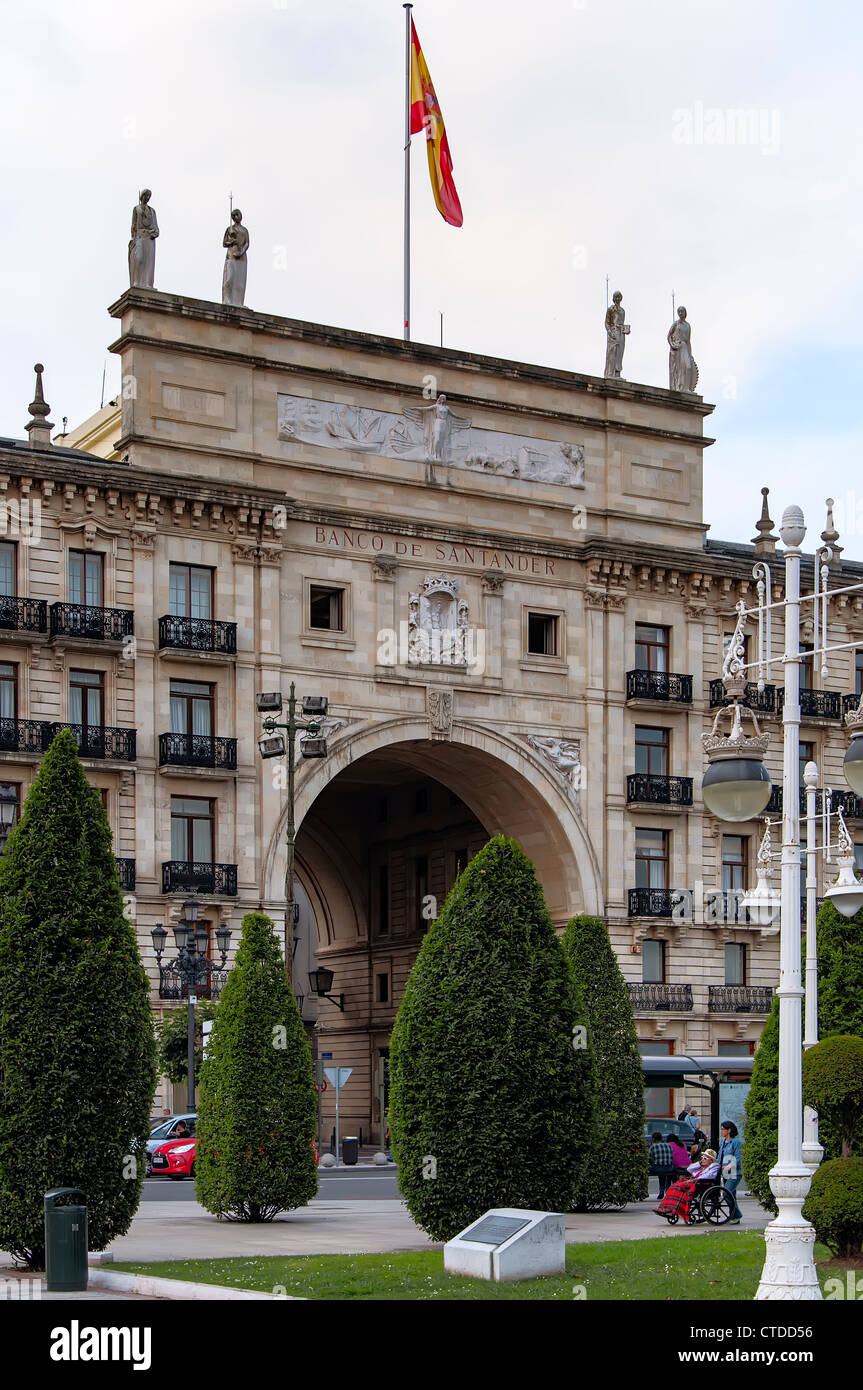 Sede dell'ufficio principale della banca di Santander nella città di Santander, Cantabria, Spagna, Europa Foto Stock