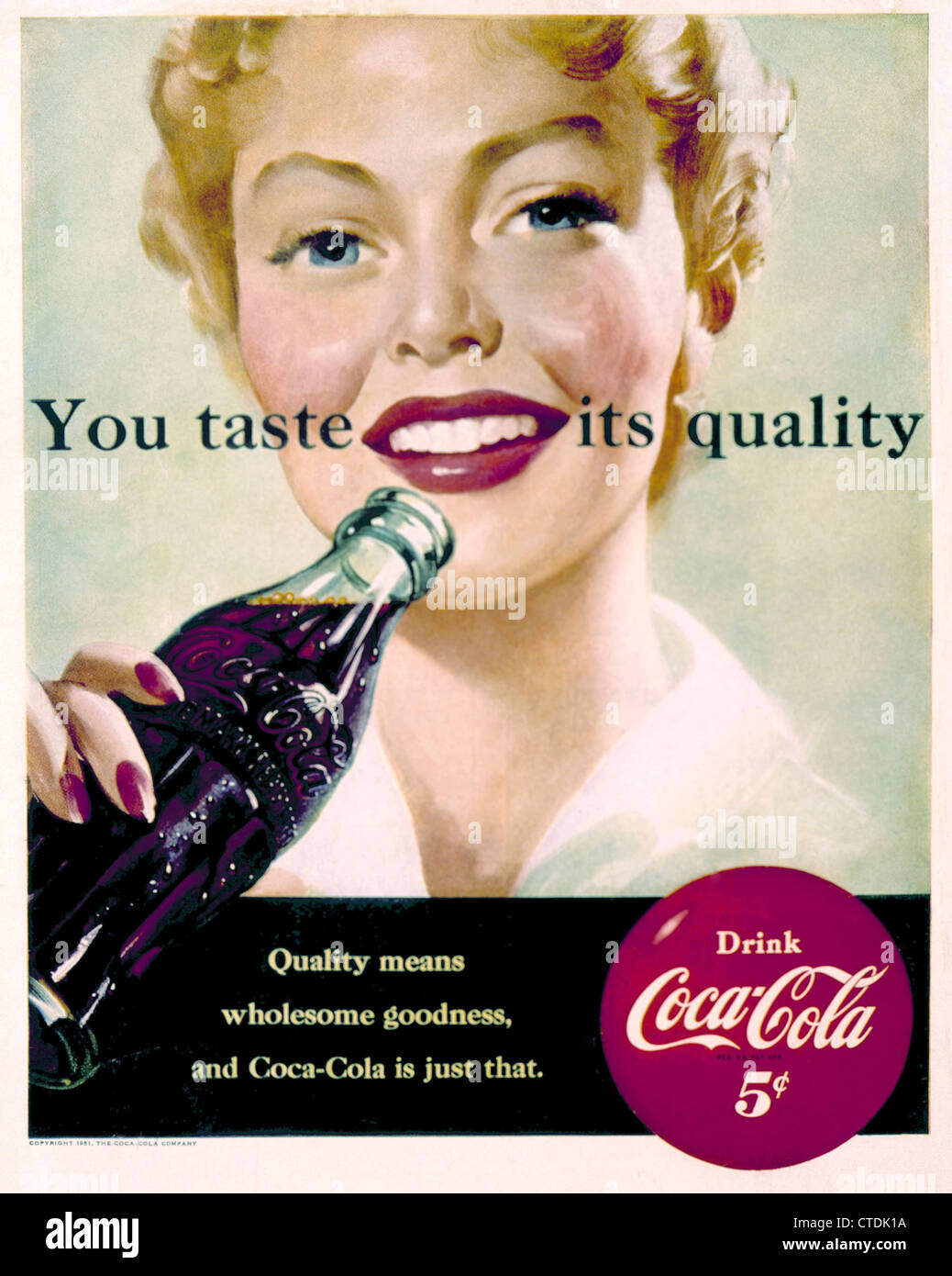 Coca Cola pubblicità dal 1951 nella rivista Life. Foto Stock
