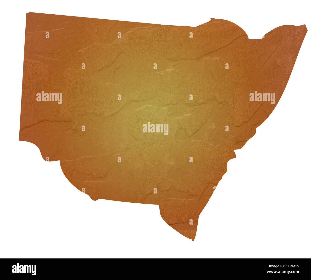 Nuovo Galles del Sud, Australia mappa marrone con sasso o pietra texture, isolato su sfondo bianco con percorso di clipping. Foto Stock