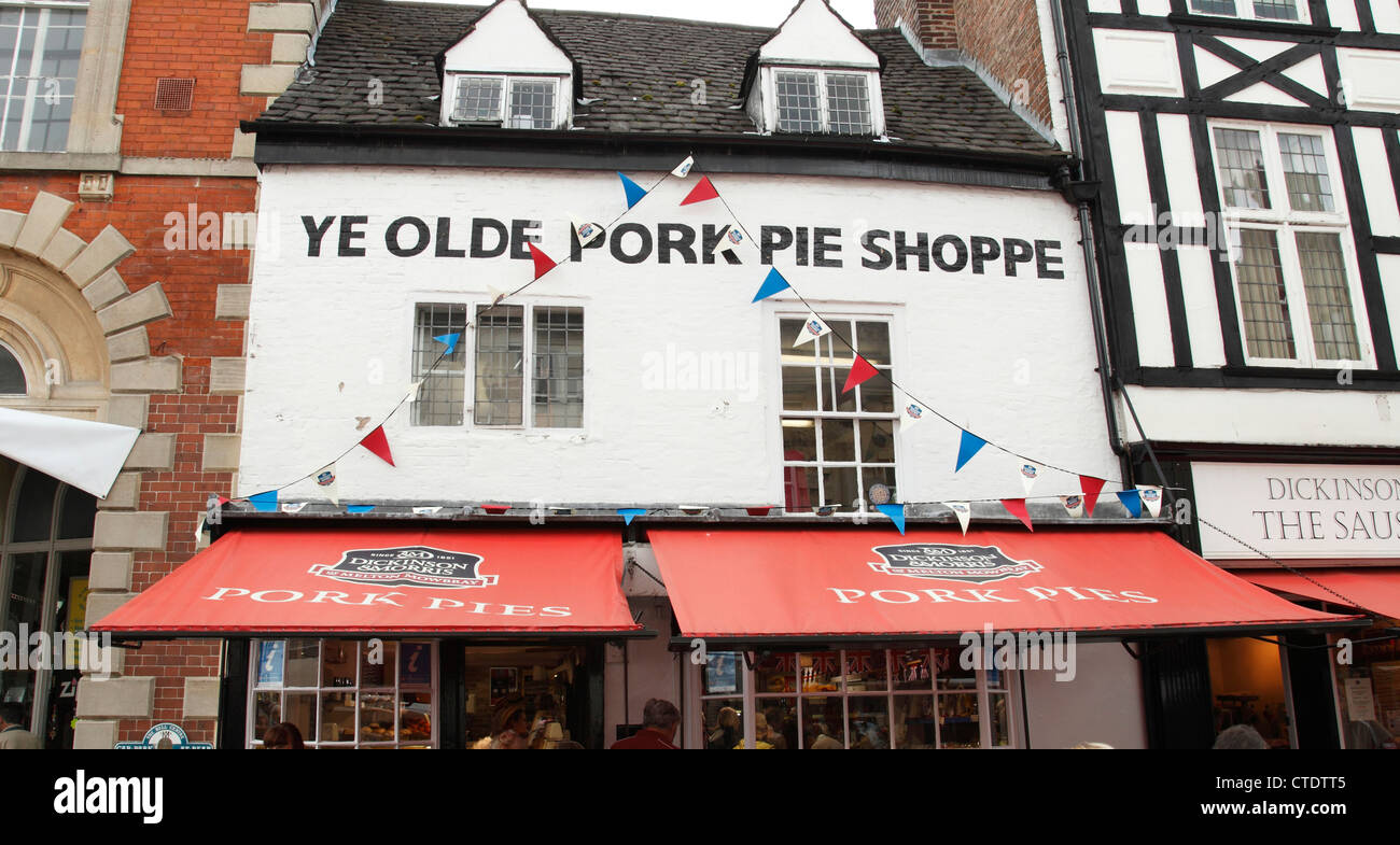 Il vecchio pasticcio di maiale Shop in melton mowbray, leicestershire, England, Regno Unito Foto Stock