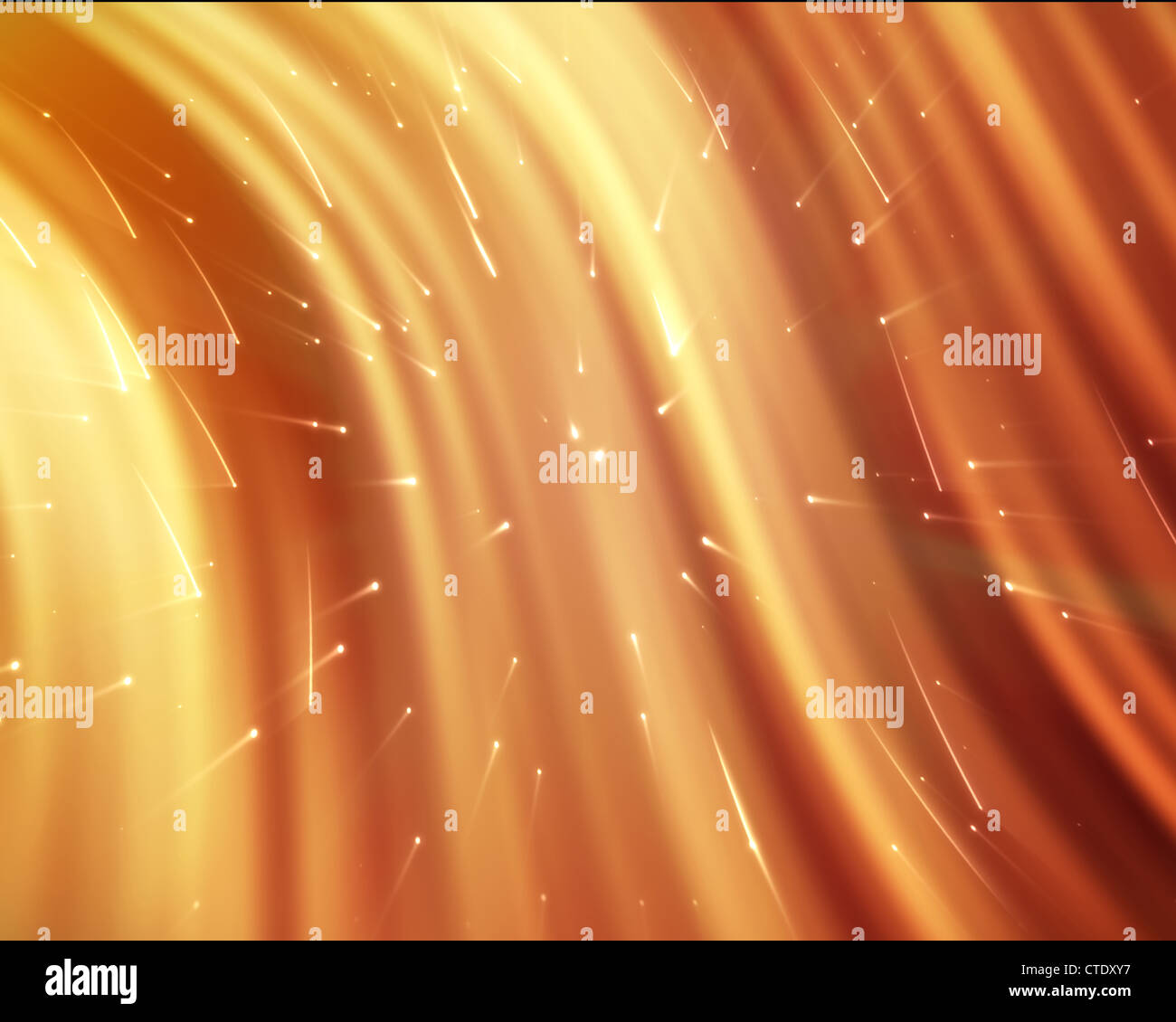 Flussi di arancione della luce con stelle brillanti Foto Stock