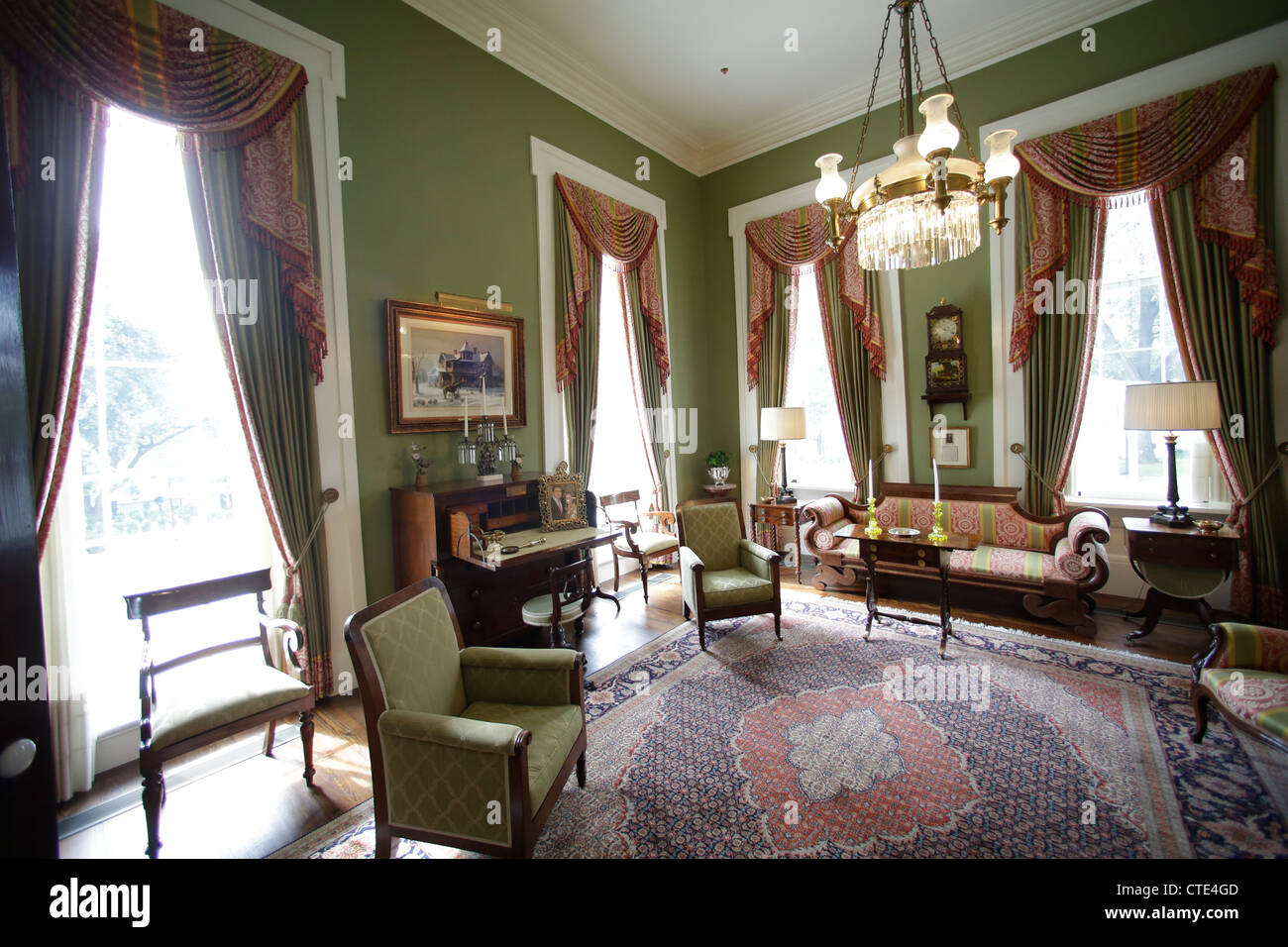 Biblioteca al restaurato recentemente Texas Governor Mansion di Austin dopo fire quasi distrutta nel 2008 Foto Stock