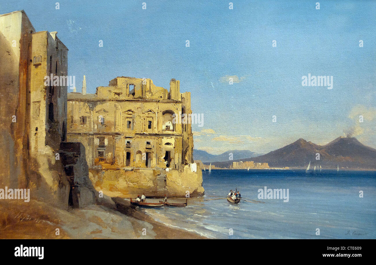 Il Palazzo Donn'Anna, Napoli Italia 1843 di Jules Coignet Francese Parigi 1798-1860 Francia Foto Stock