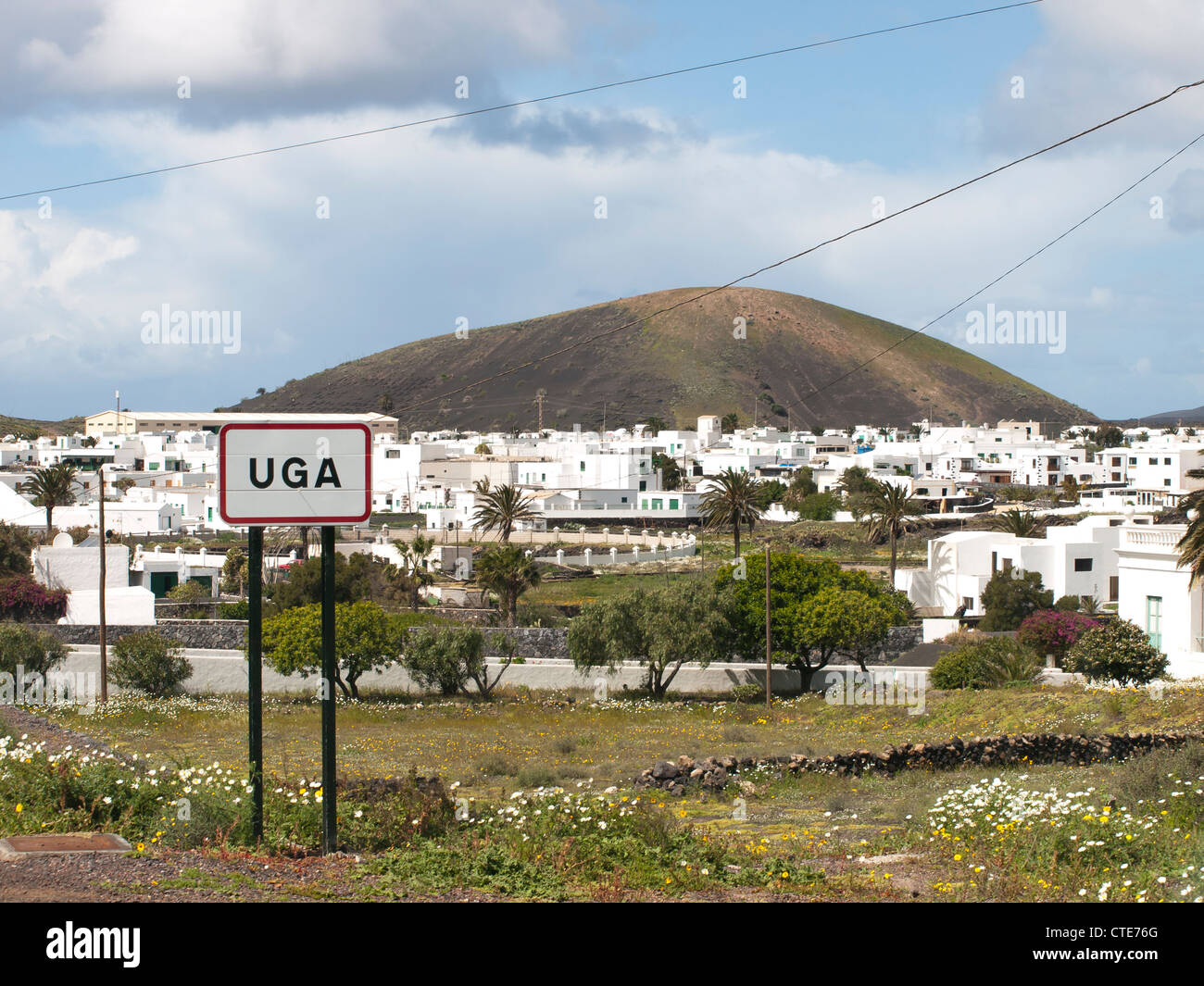 Ingresso al villaggio di Uga a Lanzarote nelle isole Canarie Foto Stock