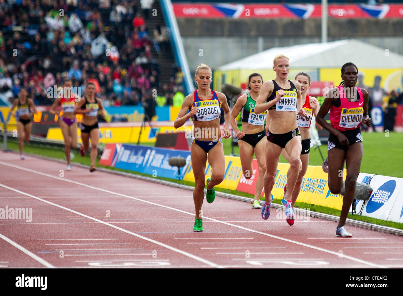 Donne 3000m Siepi, 14 lug 2012 AVIVA London atletica Grand Prix Crystal Palace di Londra Foto Stock