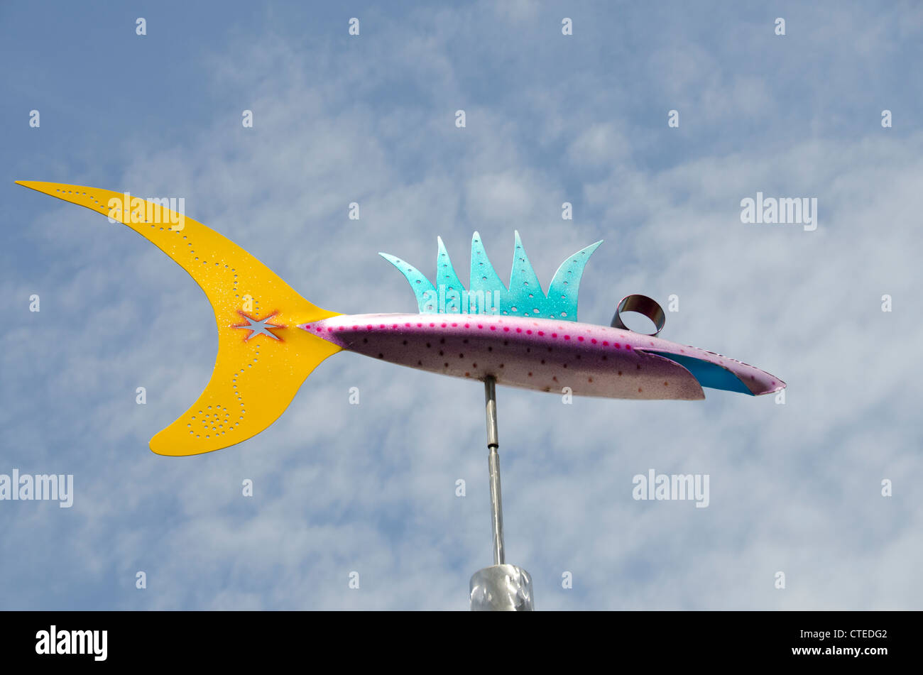 New York, Rochester. Metallo scultura di pesce. Foto Stock