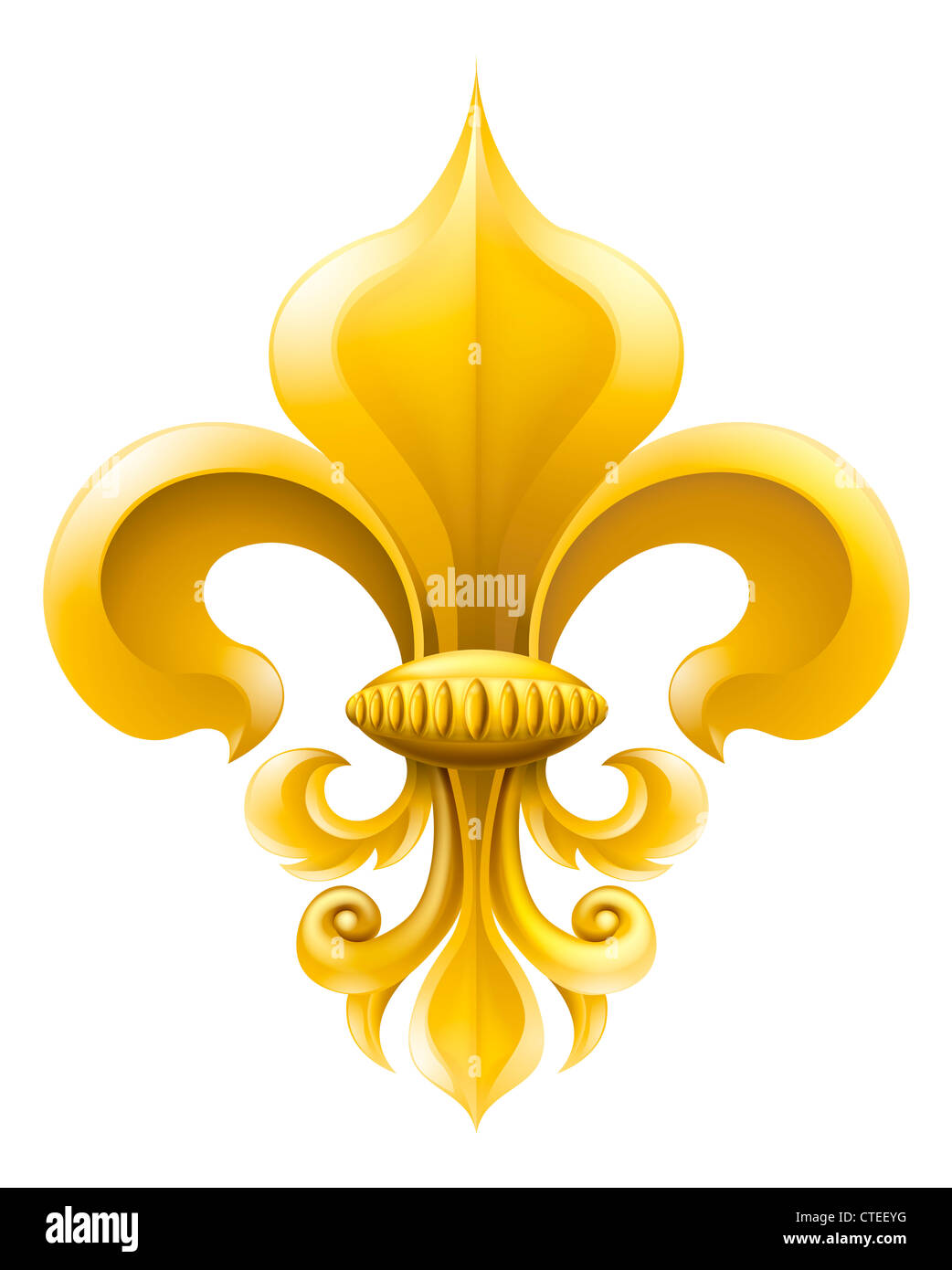 Golden Fleur de Lis design decorativo o simbolo araldico. Foto Stock