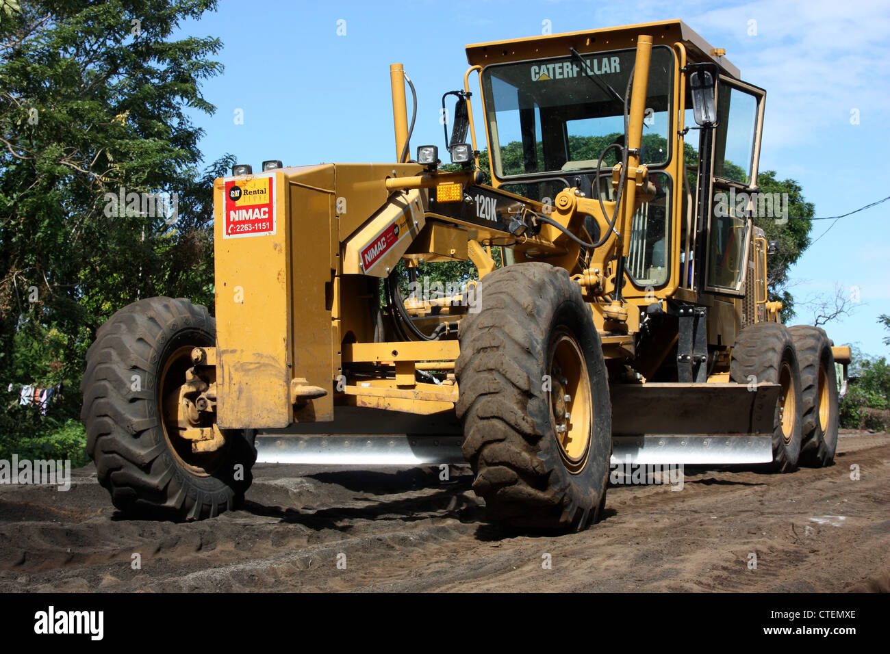 American scavatrice durante la costruzione di strade isola di Ometepe Nicaragua Foto Stock