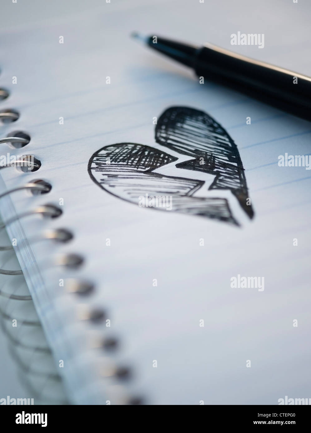 Disegno raffigurante cuore spezzato Foto Stock