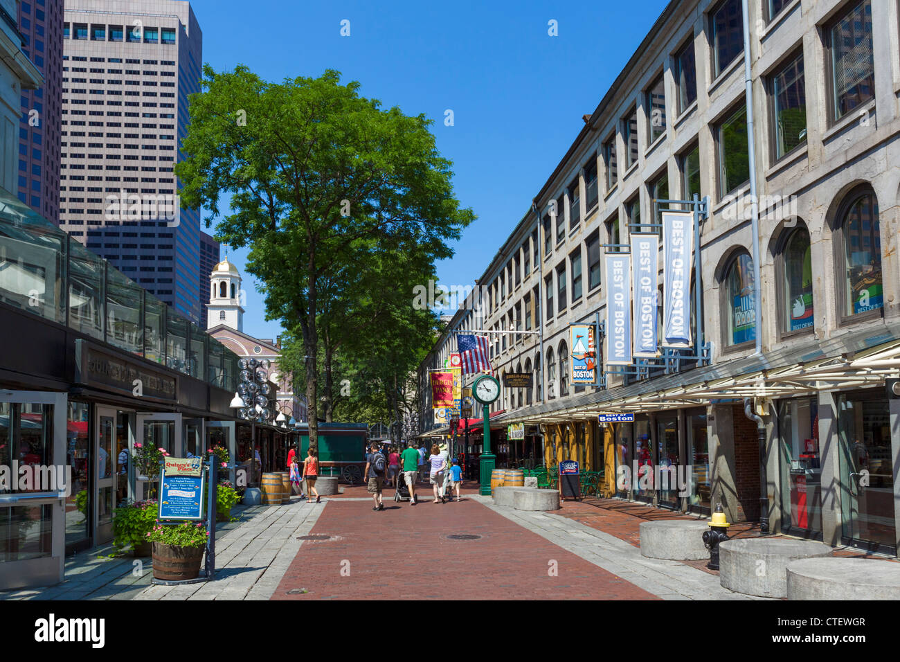 Quincy Market nello storico centro cittadino di Boston, Massachusetts, STATI UNITI D'AMERICA Foto Stock