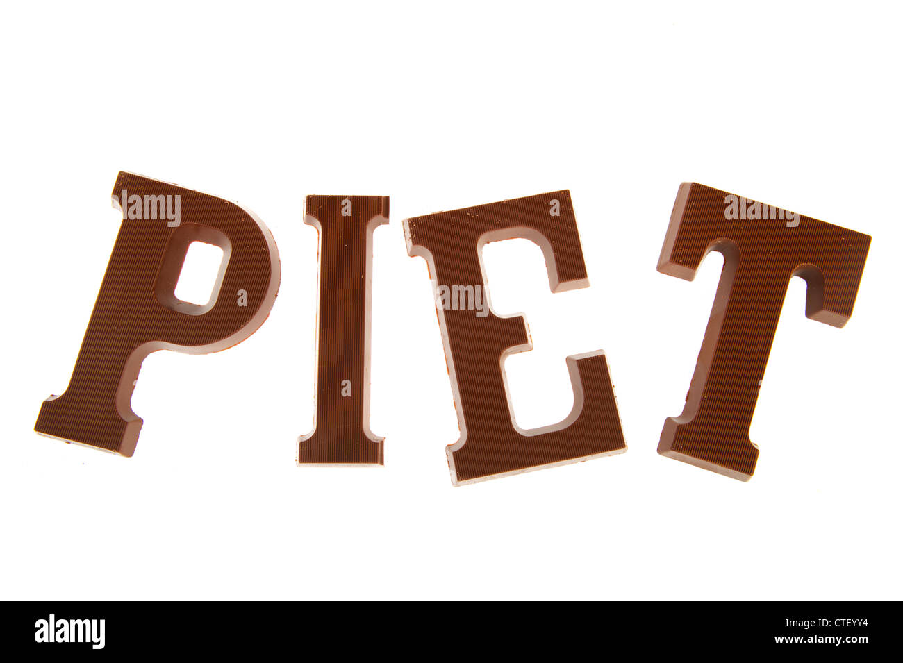 Il cioccolato Sinterklaas lettere con la parola Piet Foto Stock