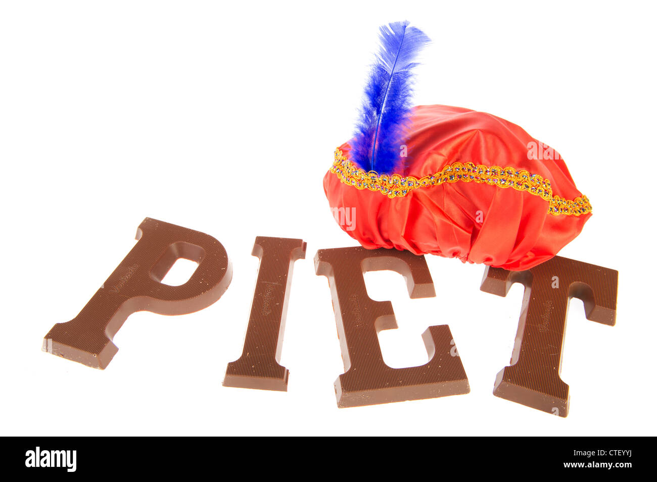 Il cioccolato olandese lettere con il nome di Piet per l'olandese Sinterklaas vacanze Foto Stock