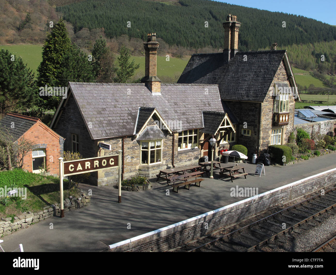 Stazione Carrog, Llangollen Railway, il Galles del Nord Foto Stock