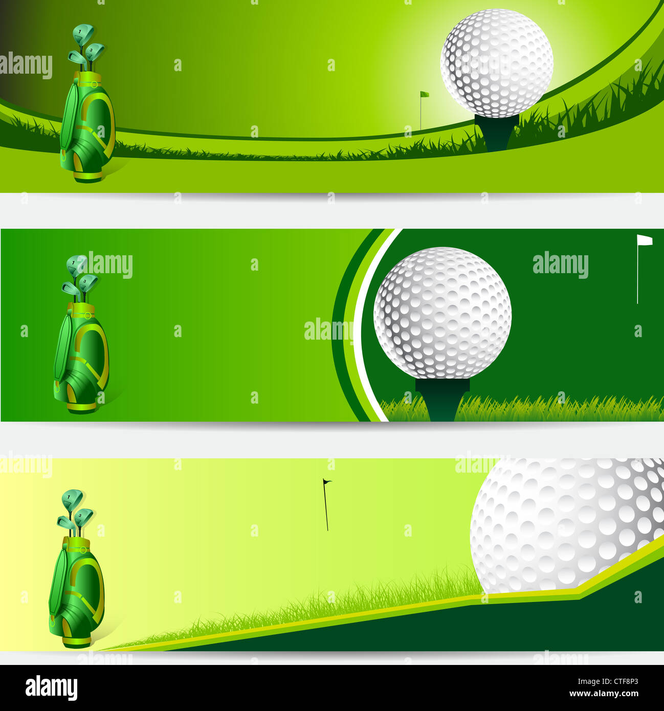 Torneo di golf green set di banner con spazio di copia Foto Stock