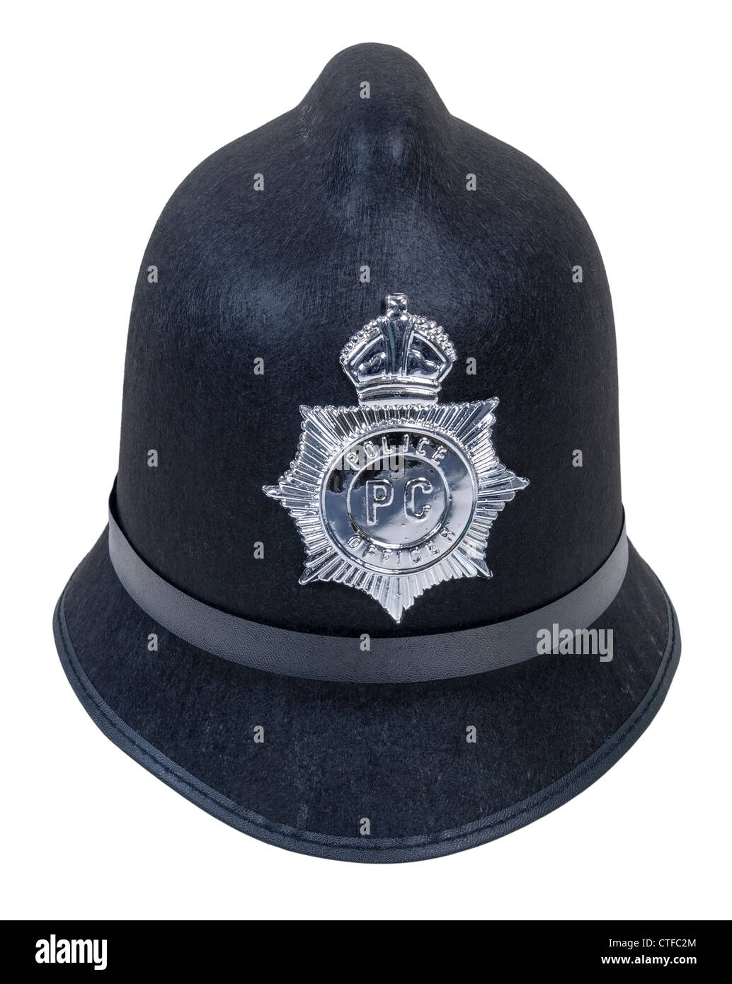 Nero inglese Bobby poliziotto hat con il badge - percorso incluso Foto Stock