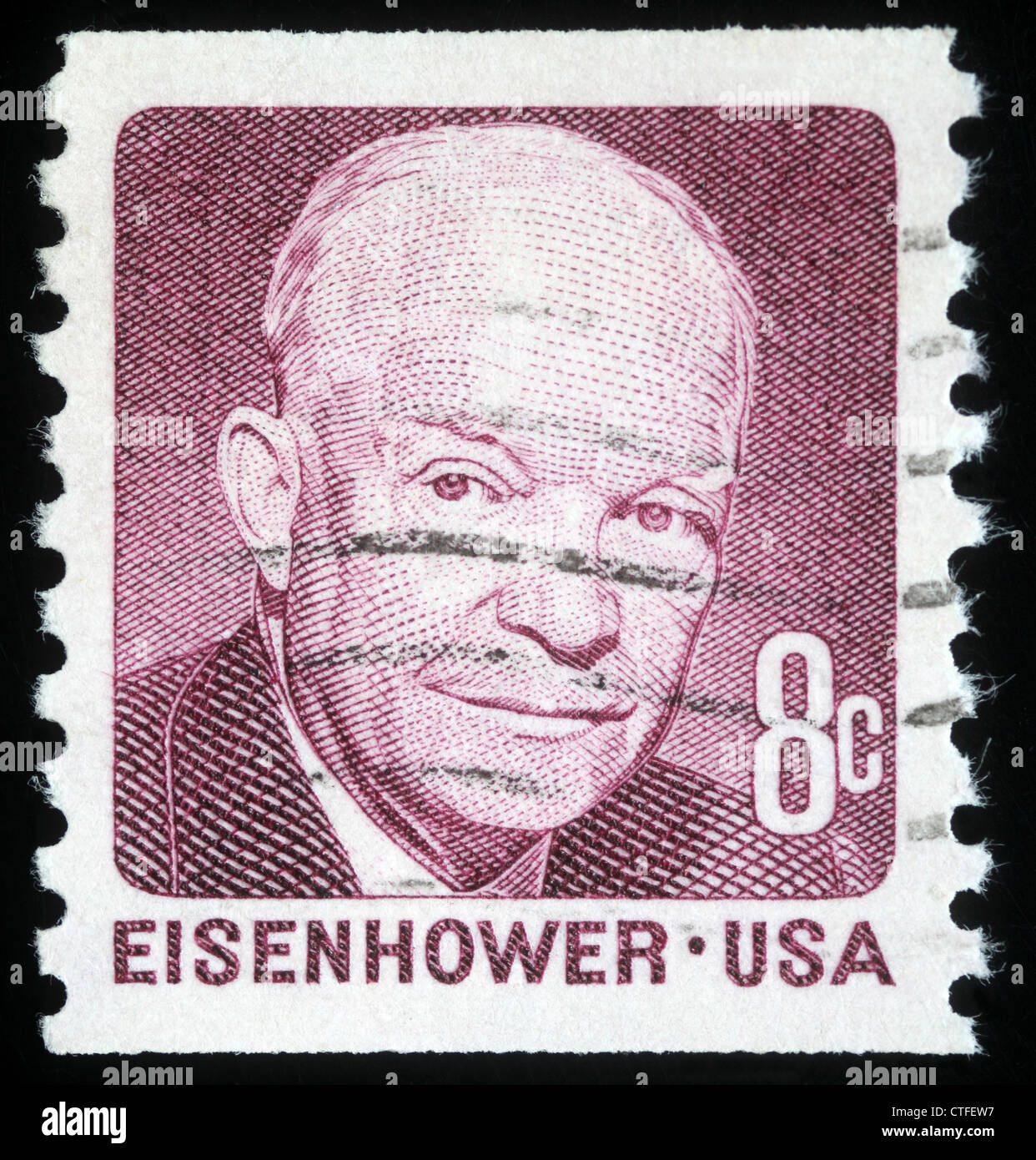 Stati Uniti d'America - circa 1971: un timbro stampato negli Stati Uniti mostra ex presidente americano Dwight Eisenhower Foto Stock