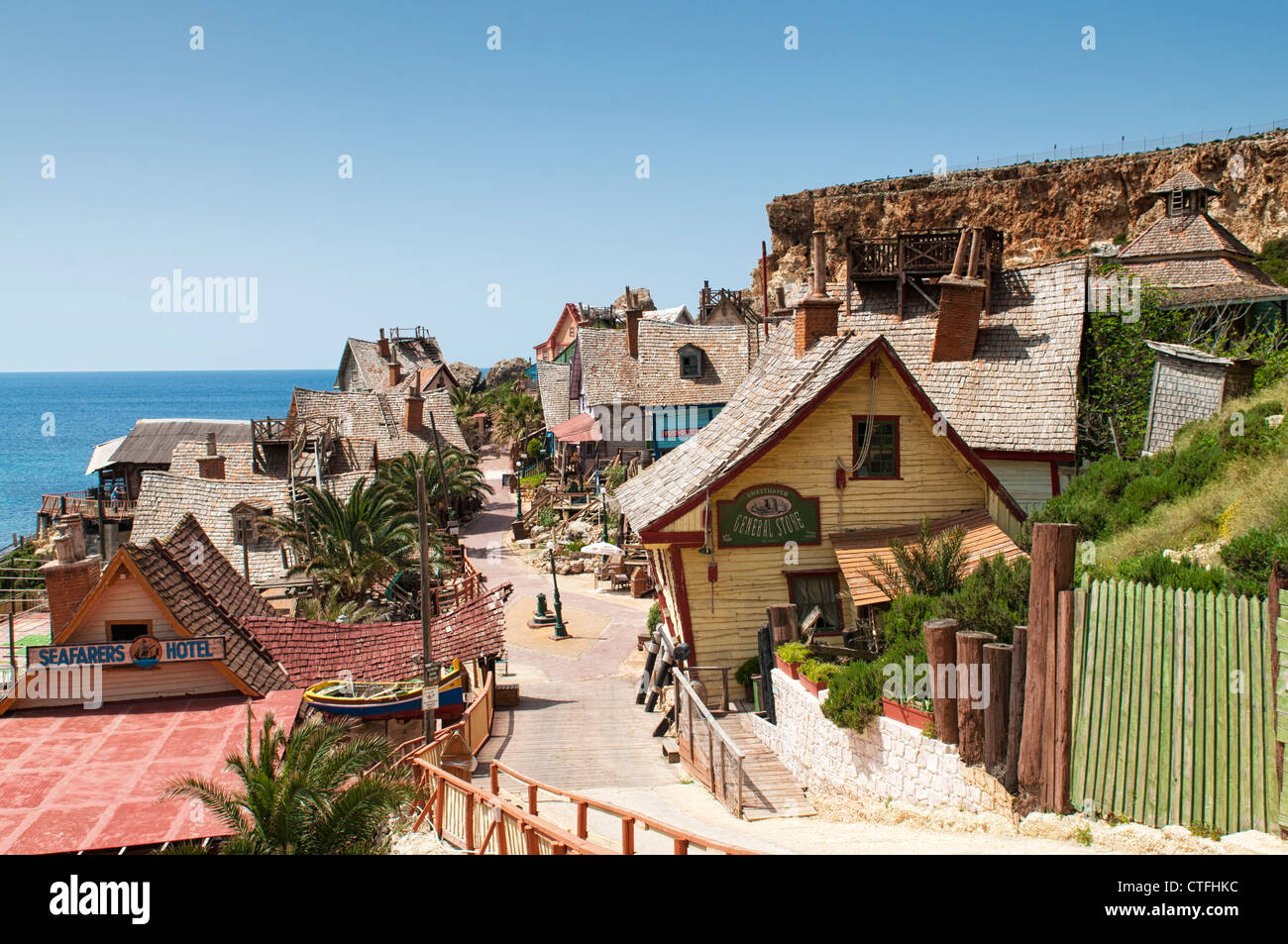 Popeye Village, Malta Foto Stock