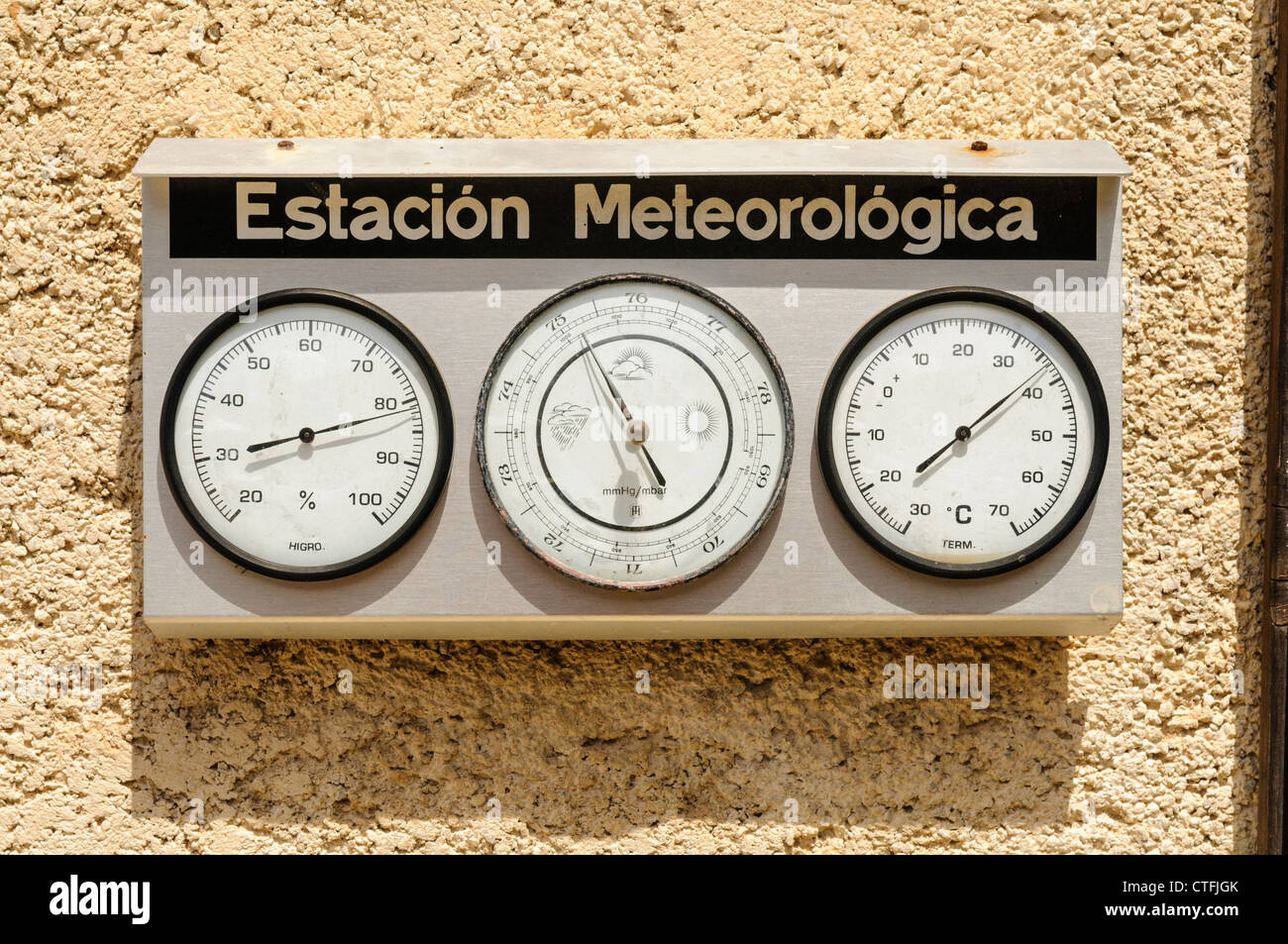 Spagnolo stazione meteo 'Estación meterológica' Foto stock - Alamy