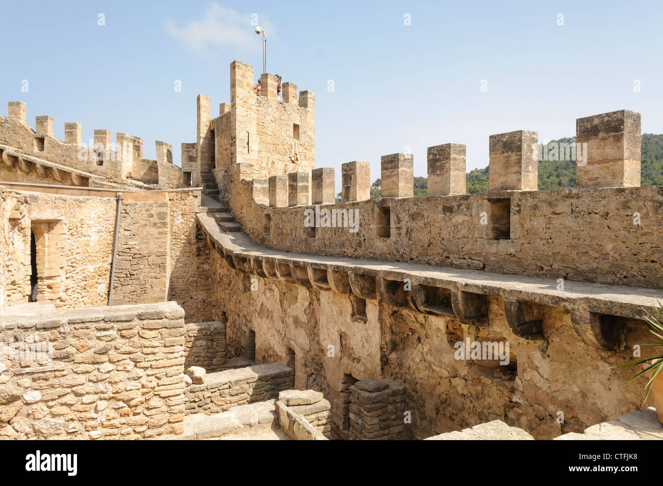 Mura e bastioni a Capdepera Castello, Mallorca/Maiorca Foto Stock