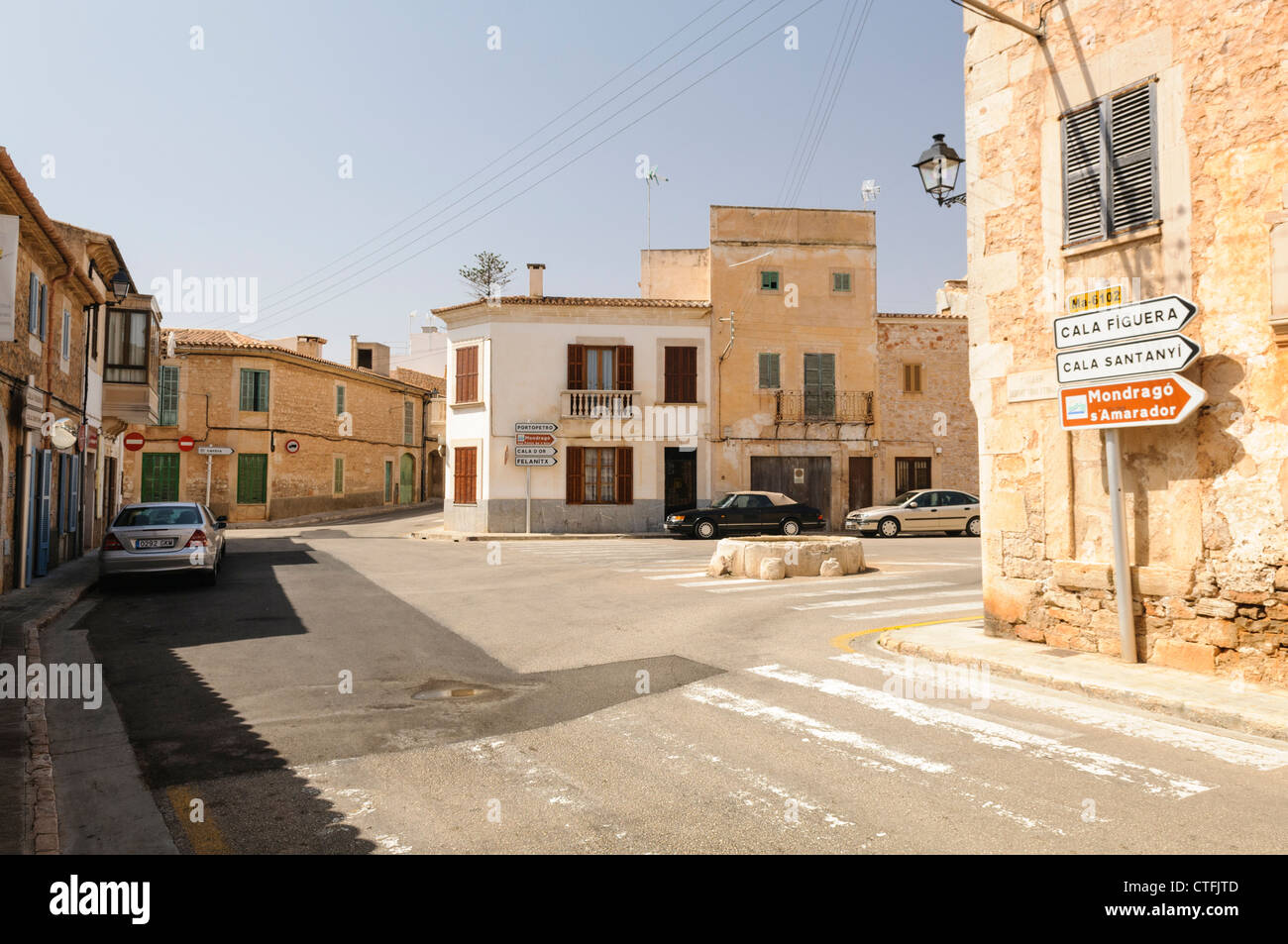Town Square in Santiyani, Mallorca/Maiorca Foto Stock