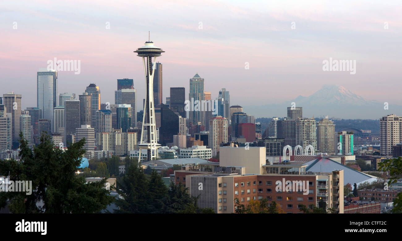 La skyline di Seattle Foto Stock