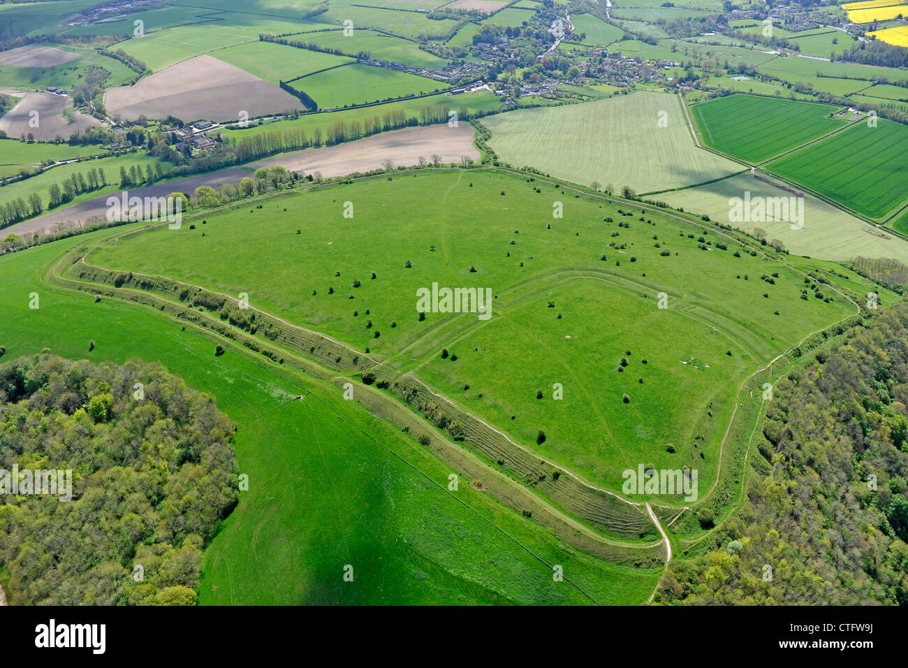 Fotografia aerea della collina Hod Neolitico Hill Fort Foto Stock