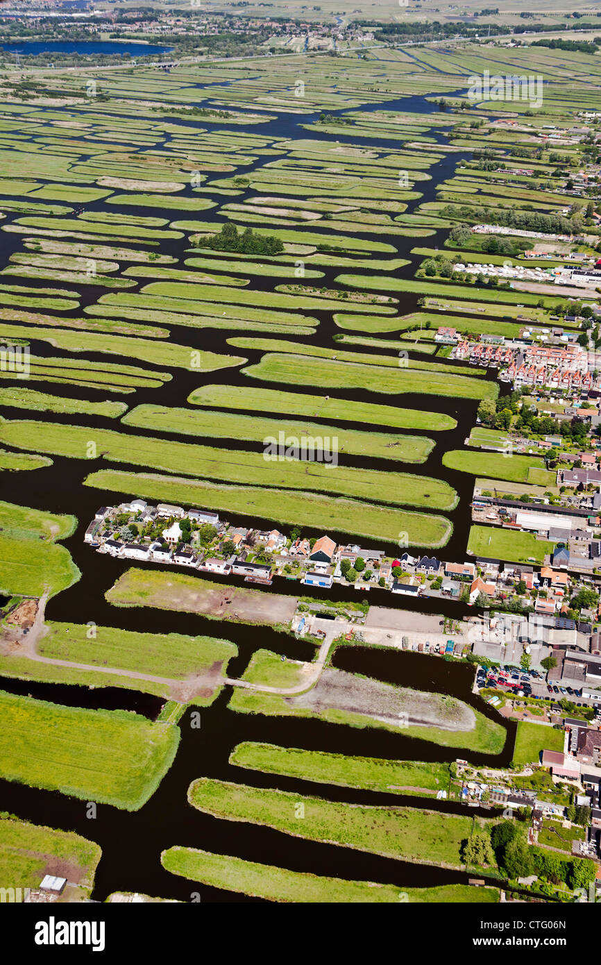 I Paesi Bassi, Jisp, antenna, paesaggio di polder. Foto Stock