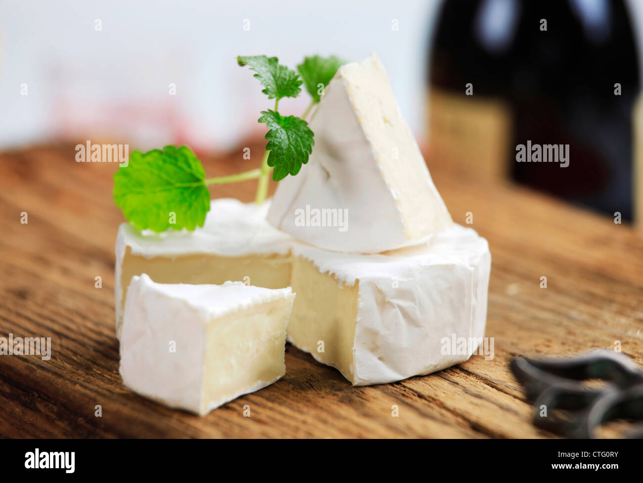 Formaggio a pasta morbida coperta con edibili bianco stampo Foto Stock