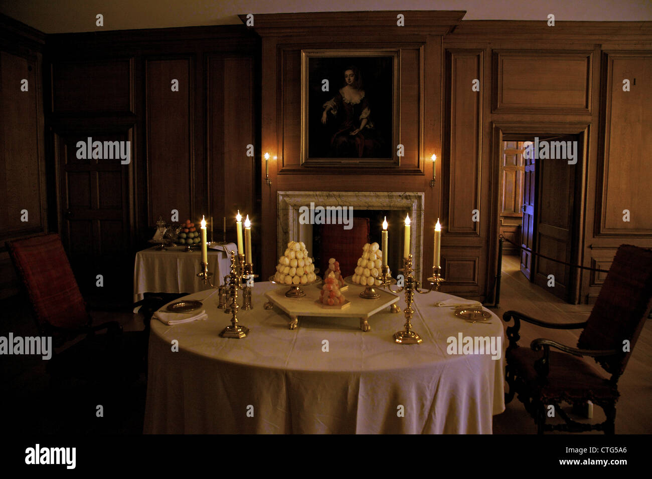 Re della sala da pranzo privata, Hampton Court Palace, London, Surrey, England, Regno Unito, Regno Unito, GB Gran Bretagna, Isole britanniche, Foto Stock