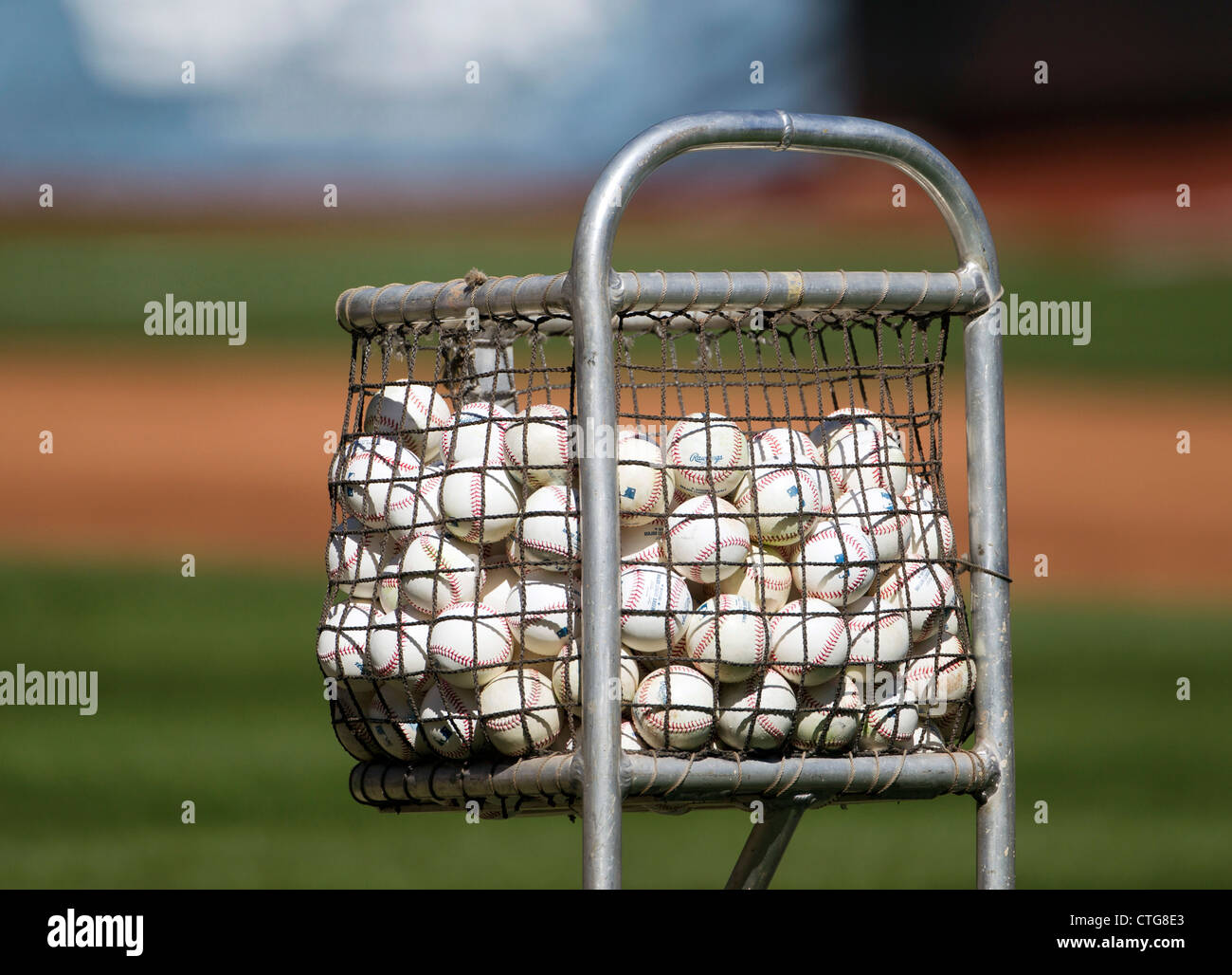 Baseballs pronto per il Batting Practice Foto Stock