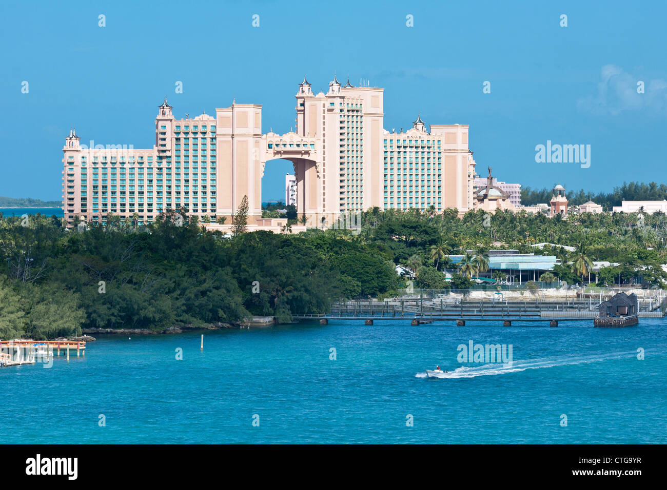 Atlantis Paradise Island Resort e parco acquatico a Paradise Island a Nassau, Bahamas Foto Stock