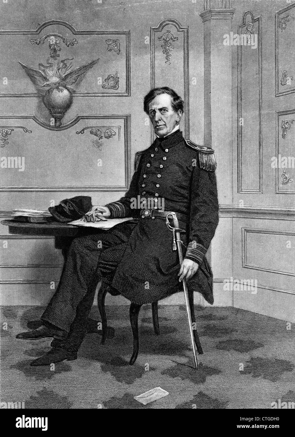 1860s capitano Charles documento Wilkes USN di USS San Jacinto fermo nave britannica Trent sequestrati confederati James Mason & JOHN SLIDELL Foto Stock