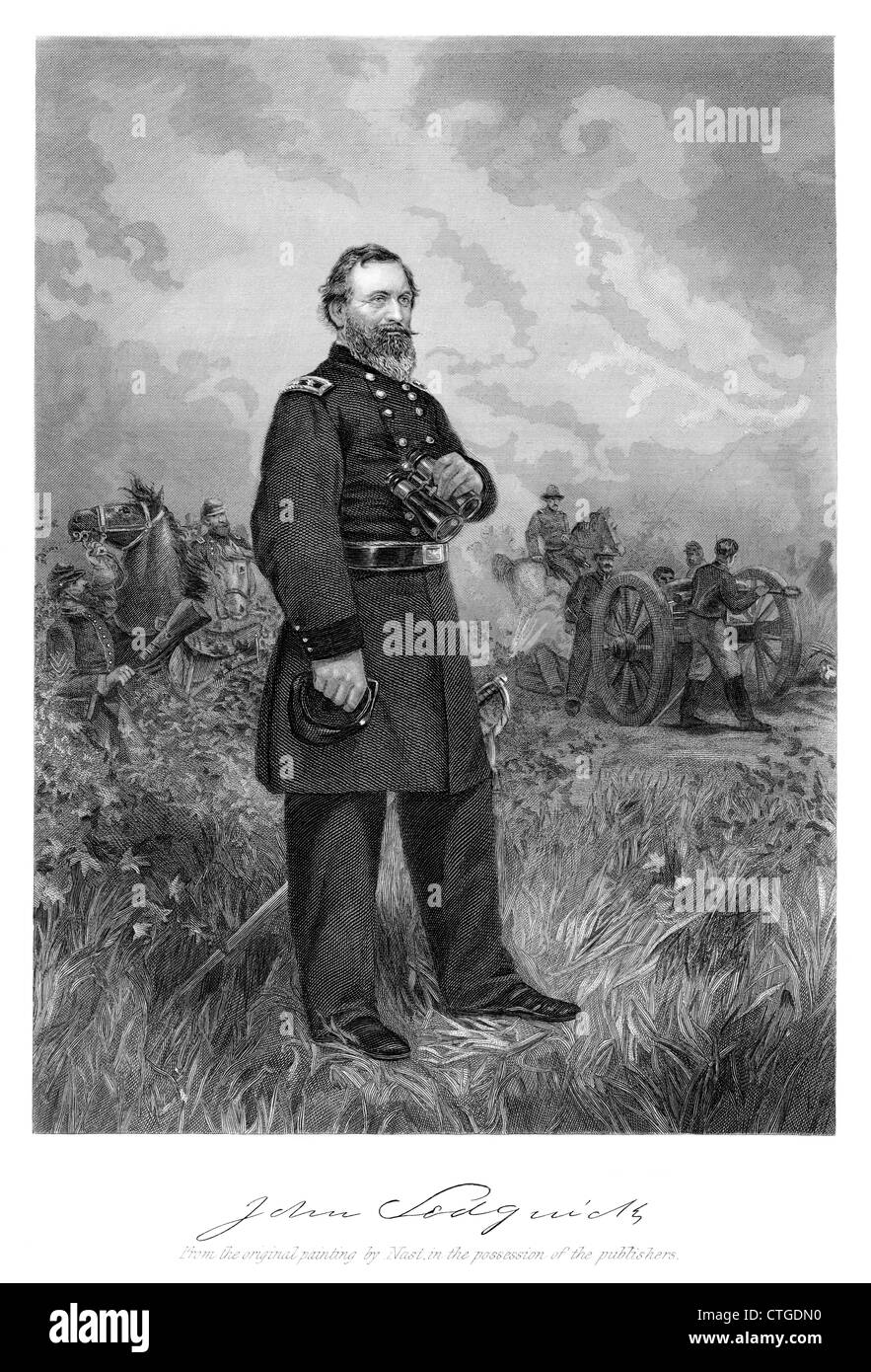 1800s 1860 ritratto permanente maggiore generale John Sedgwick Union Army morì in battaglia SPOTSYLVANIA COURT HOUSE VA 9 MAGGIO 1864 Foto Stock
